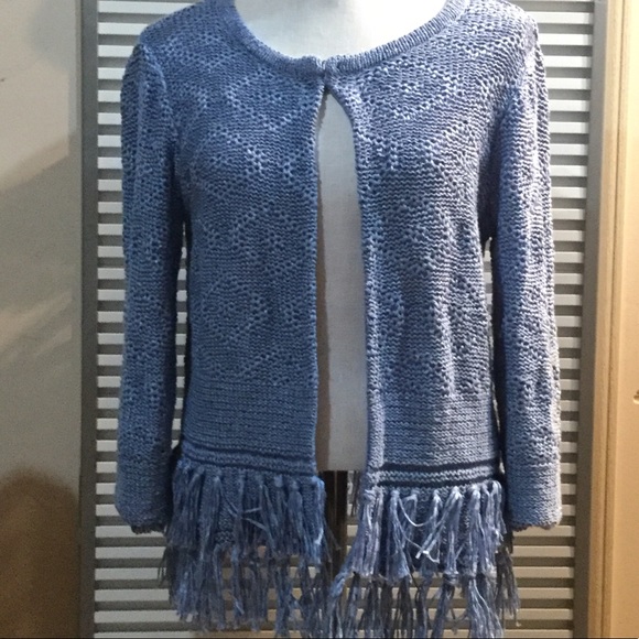 RUBY RD. FAVORITES XL boho fringe cardigan sweater - Picture 1 of 5